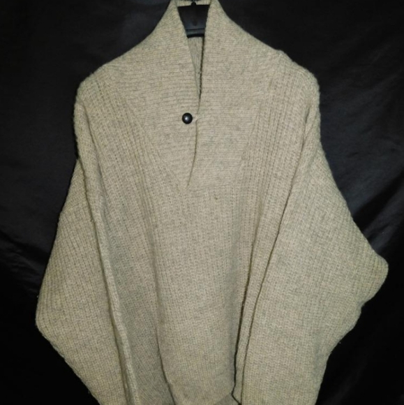 Eddie Bauer Light Brown Wool Sweater Button Loop Shawl Collar Mens Winter L - Picture 15 of 16